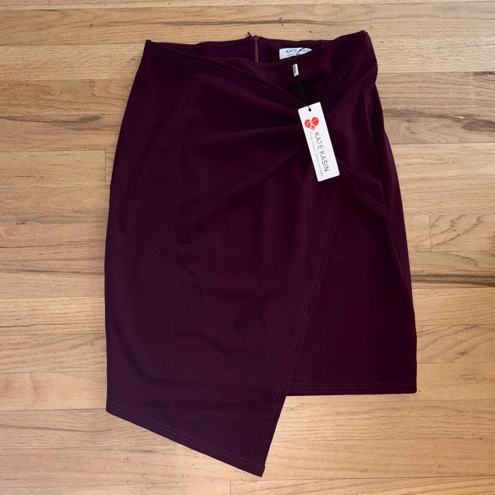 Kate Kasin Deep Burgundy Pencil Skirt